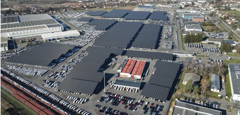 parking lot with solar panels