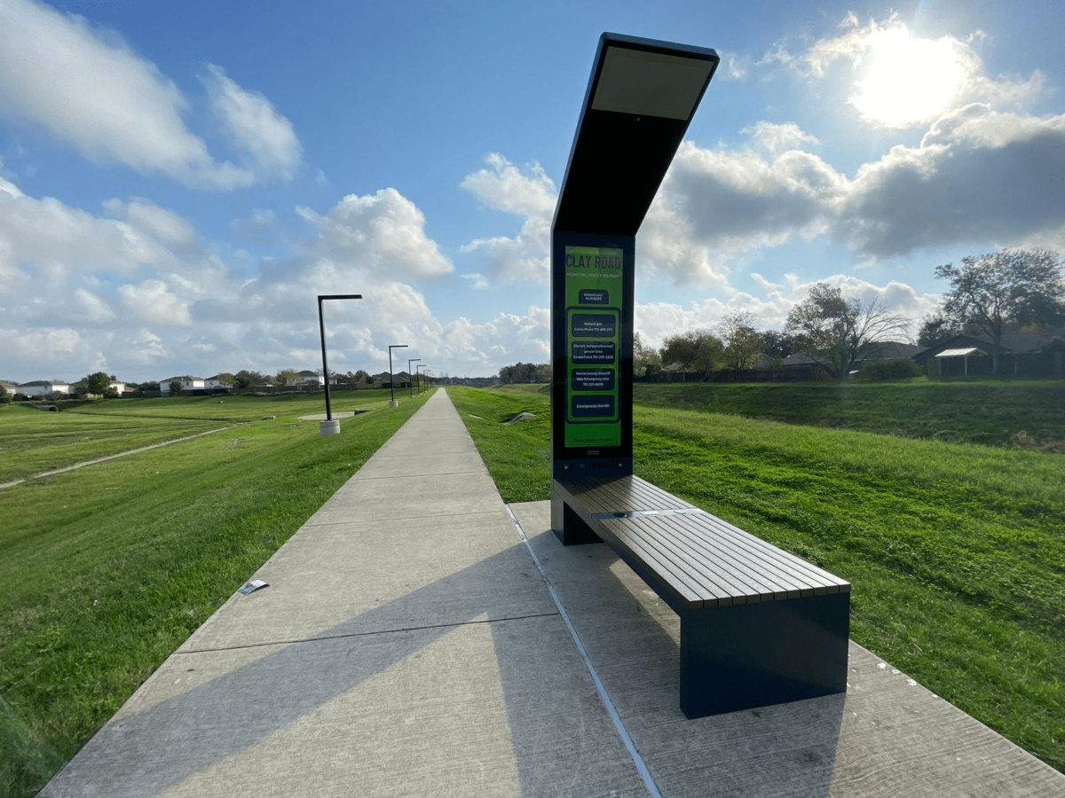 Off-grid solar bench with wireless charging and Wi-Fi