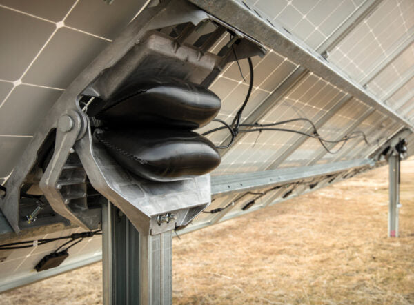 Terrain-following solar tracker with a pneumatic twist