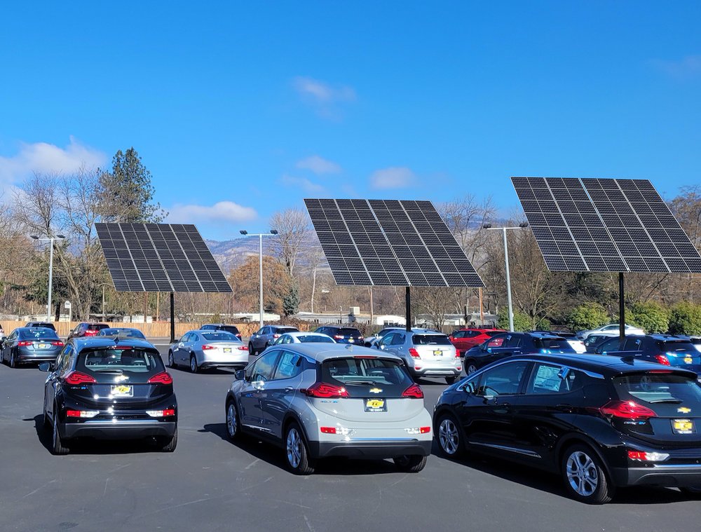 Green car dealership powered by green energy