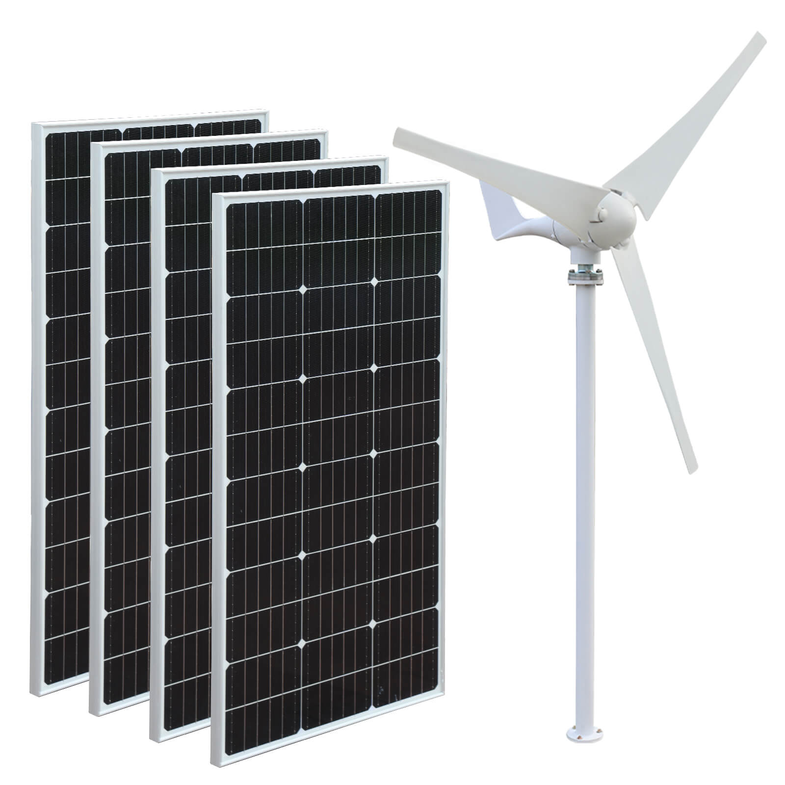 Solarparts Easy installation 450W wind solar hybrid system stacked groundeco batteries solar-wind hybrid home system