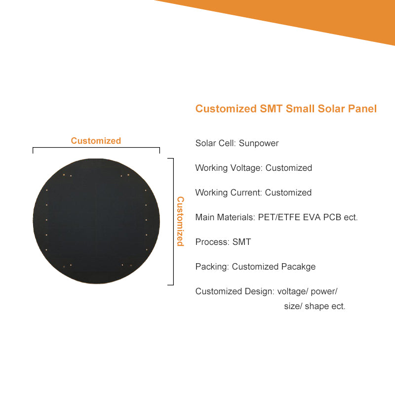 New design SMT small sunpower PV panel 0.1W-1.5W customized circle small solar panel SMT MINI SOLAR PANELS