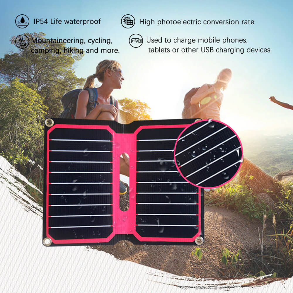 Mono integrated solar charger 5V/10W red orange