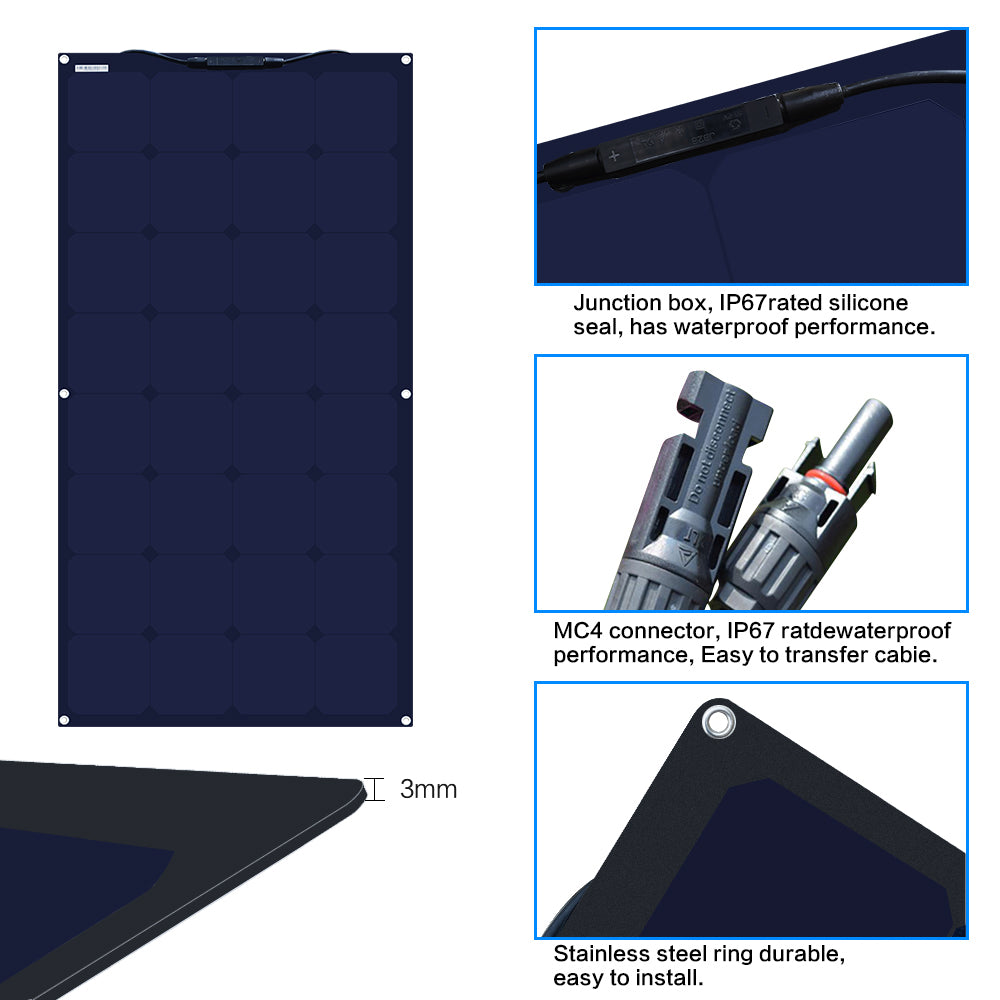 100W semi-flexible solar panel