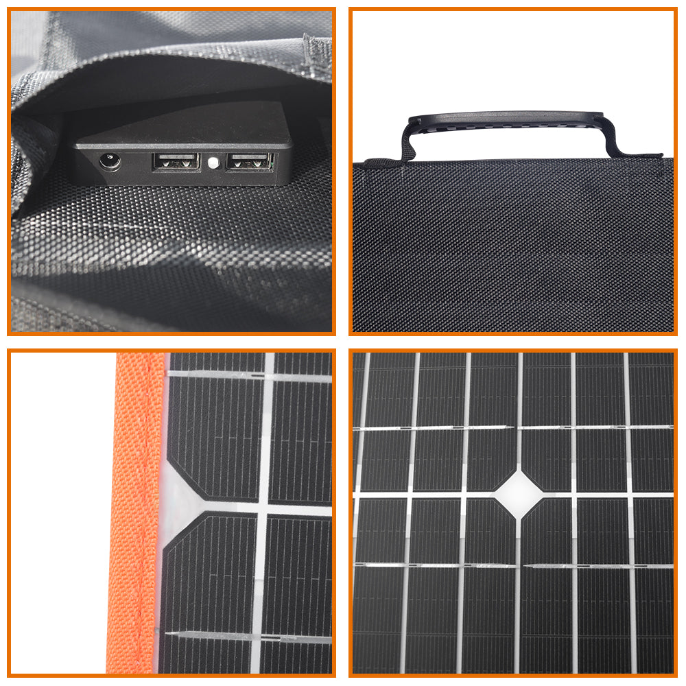 Solarparts mono portable solar charger 18V/80W 340*410*20mm with USB Socket