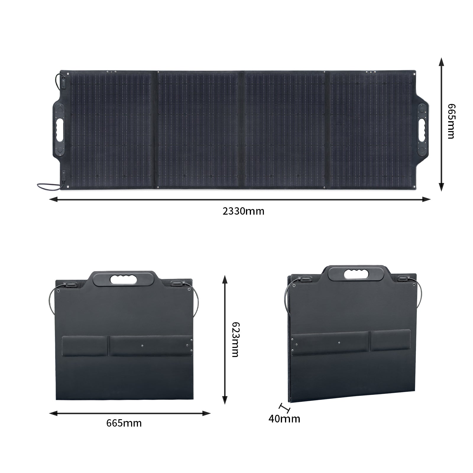 Solarparts@ Mono integrated foldable solar charger 19.8V/200W 665*614*40mm