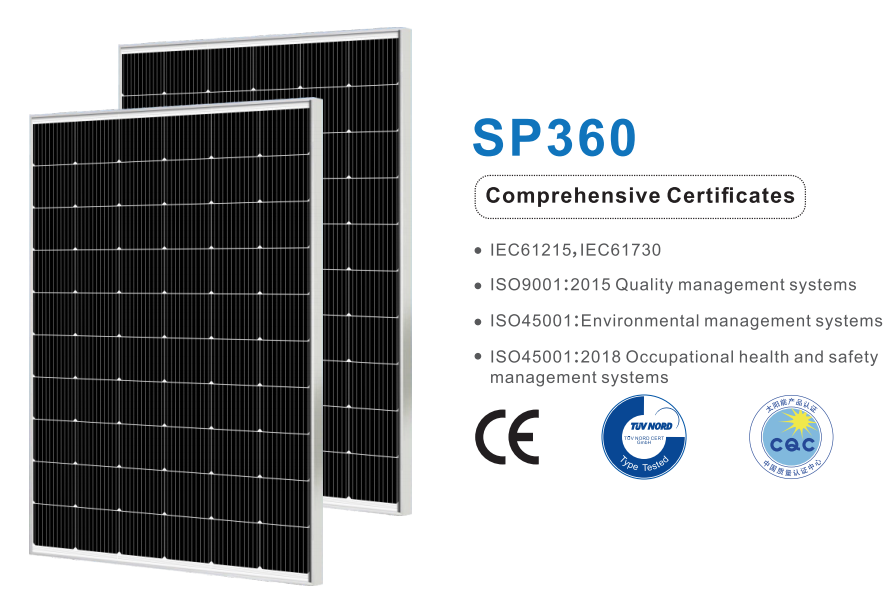 Solarparts mono glass solar panel 34.2V/360W,1540*1134*35mm