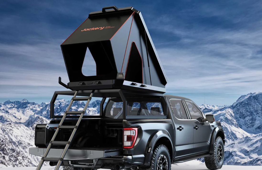 Off-grid solar truck tent concept on display at CES 2024