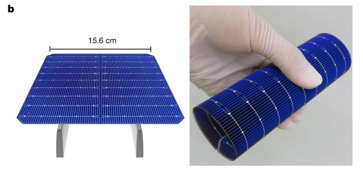 Foldable, textured silicon wafers for flexible heterojunction solar cells