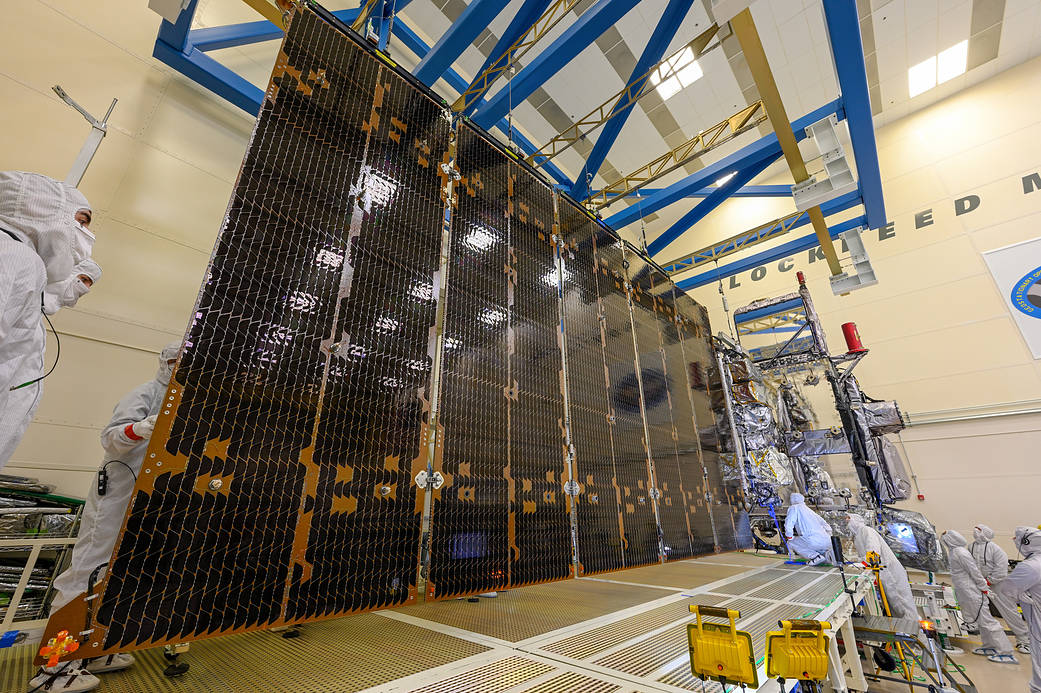 Fold-out NASA satellite solar array undergoes successful test deployment