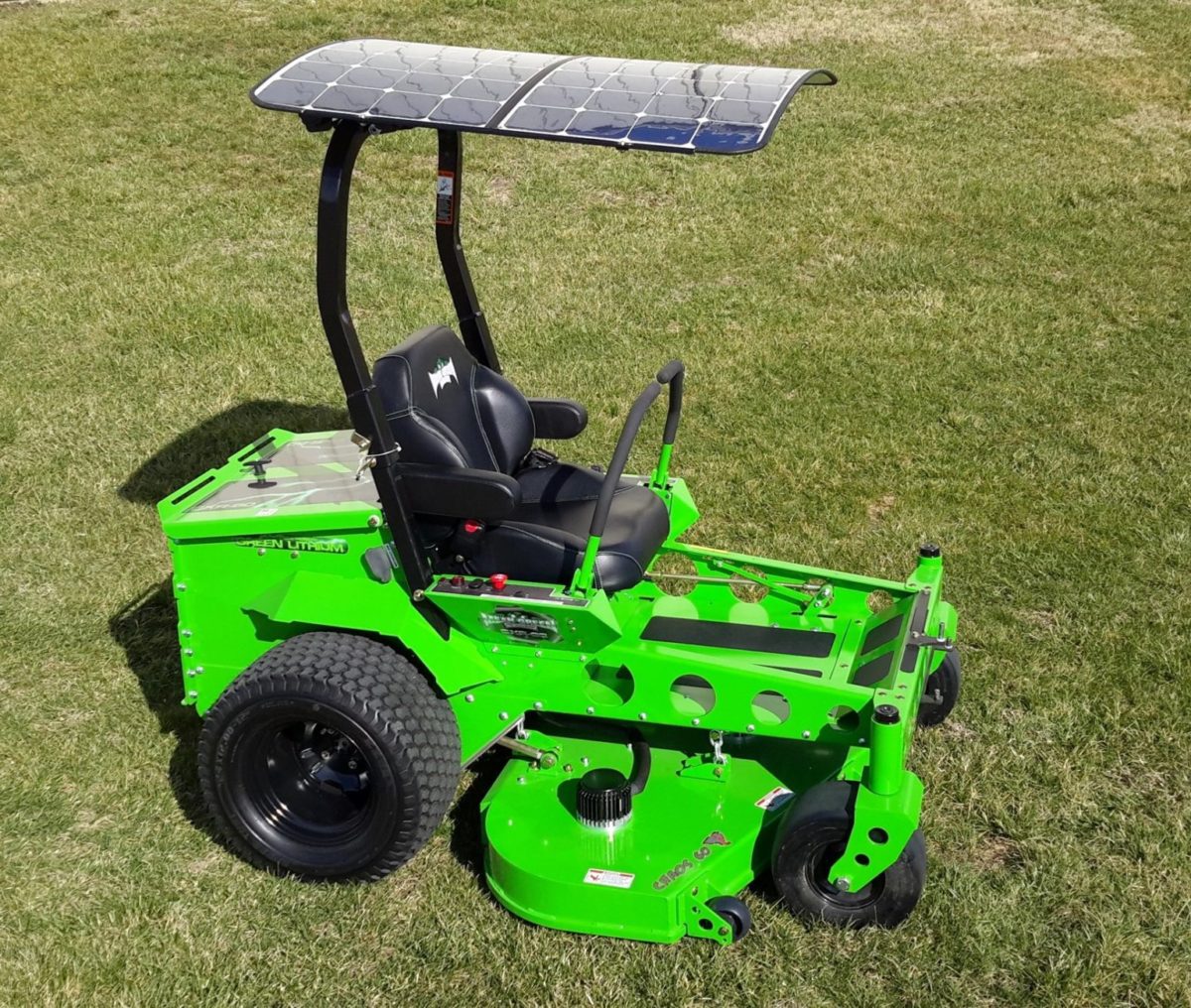 Solar-powered electric lawn mowing