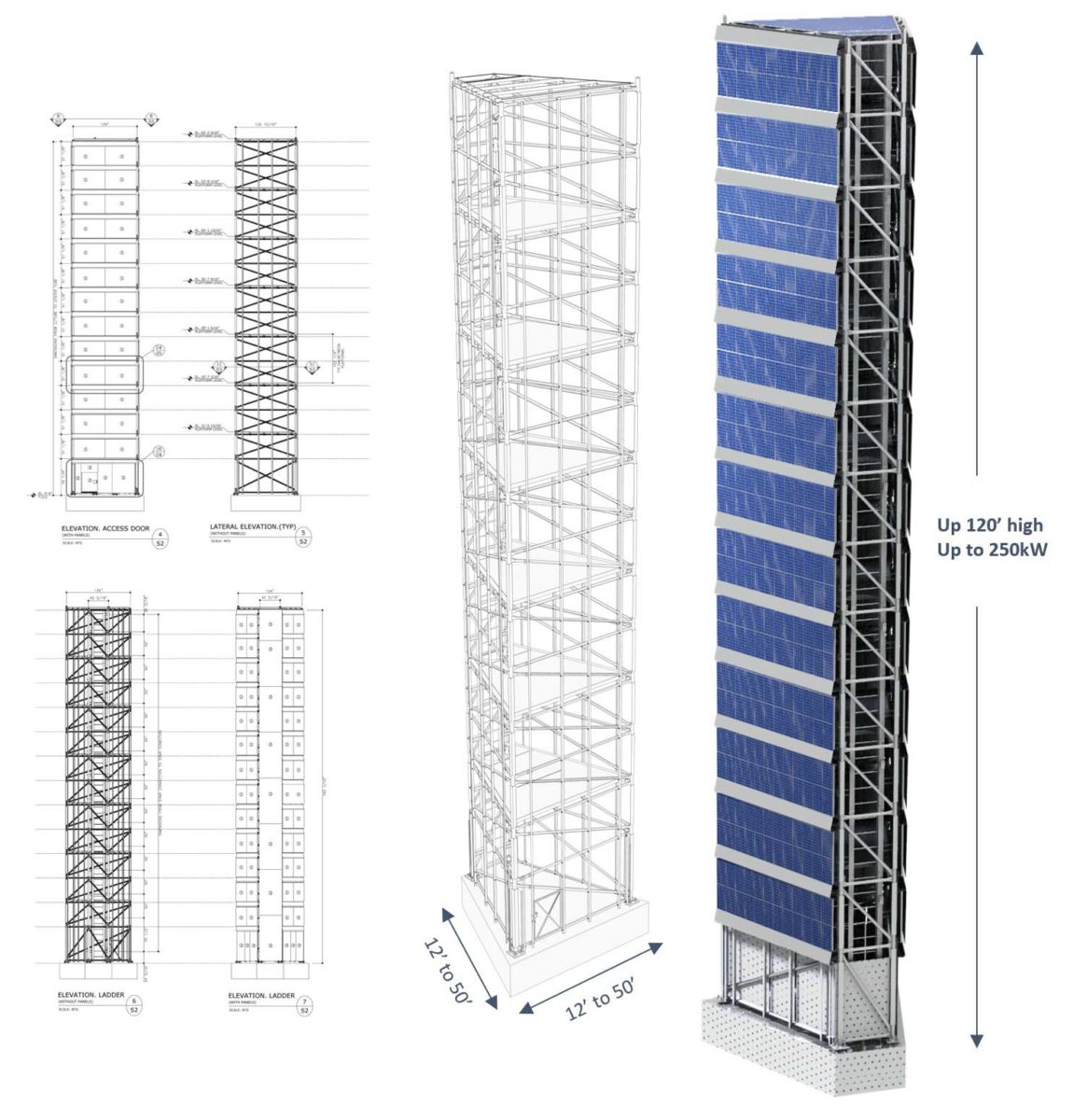 Solar tower of power shows benefits of vertical installations