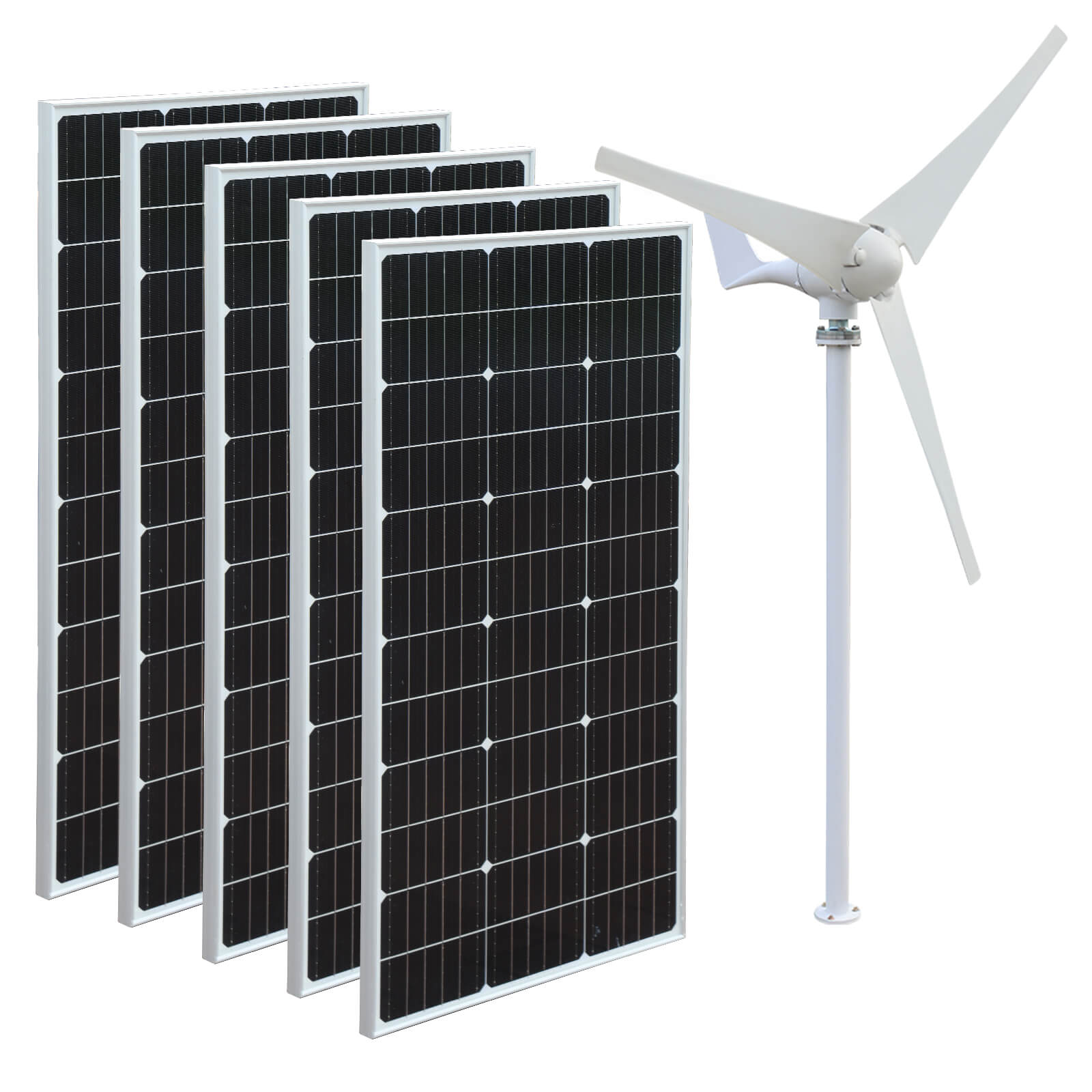 Solarparts Easy installation 500W wind solar hybrid system stacked groundeco batteries solar-wind hybrid home system