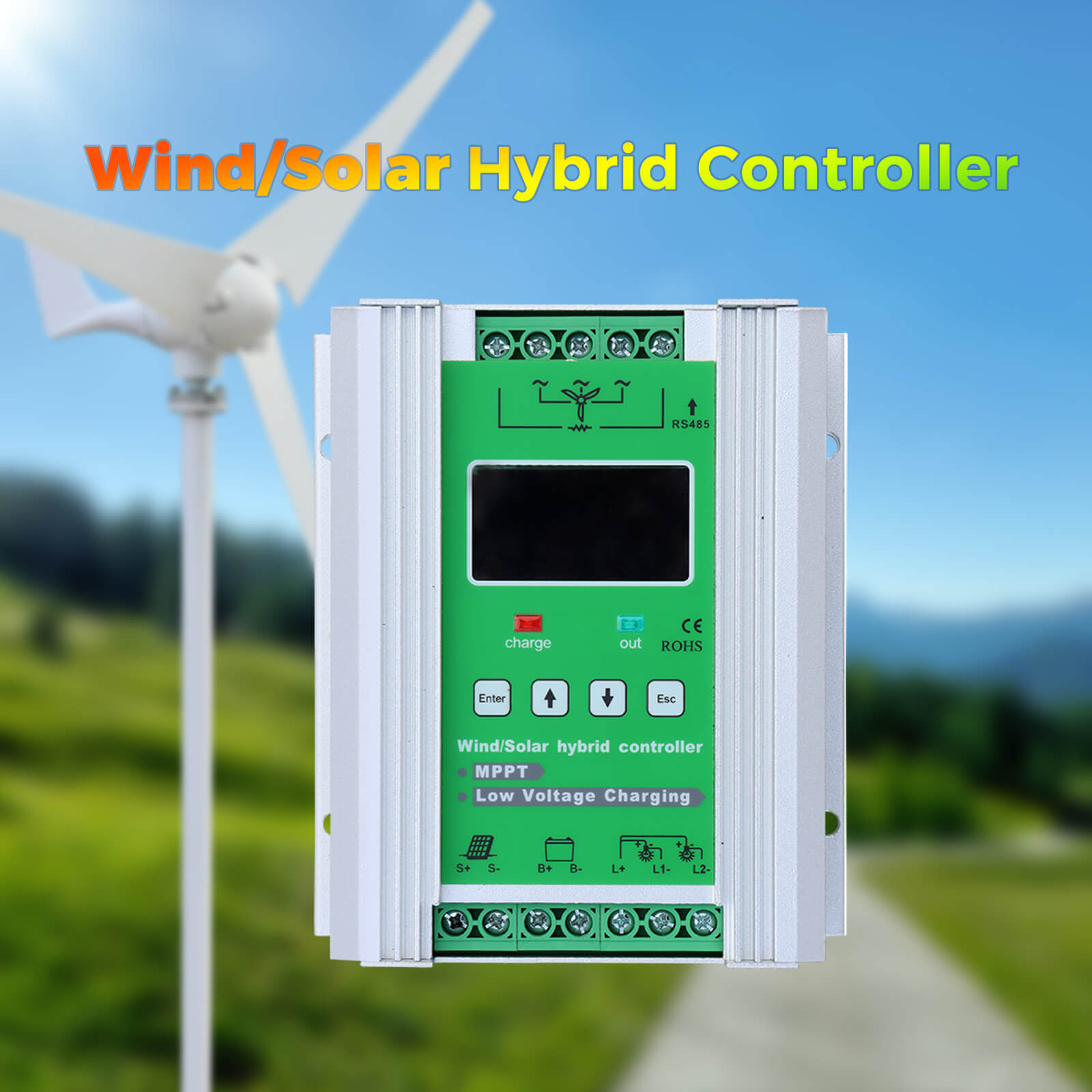 Solarparts Easy installation 300W wind solar hybrid system stacked groundeco batteries solar-wind hybrid home system